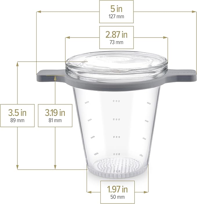 Teabloom Purity Loose-Leaf Tea Glass Infuser with Versatile Lid – 3.3 Borosilicate, Laser-Perforated Design, Universal Fit for Cups & Teapots, Toxin-Free Brewing, Ideal for Whole-Leaf Teas