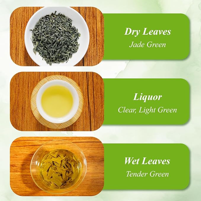 WT WEETEE Green Tea Loose Leaf 8oz /228g, 110+ Cups Premium Green Tea Leaves, Chestnut & Bean Aroma, Sweet Aftertaste, High Mountain Green Loose Tea