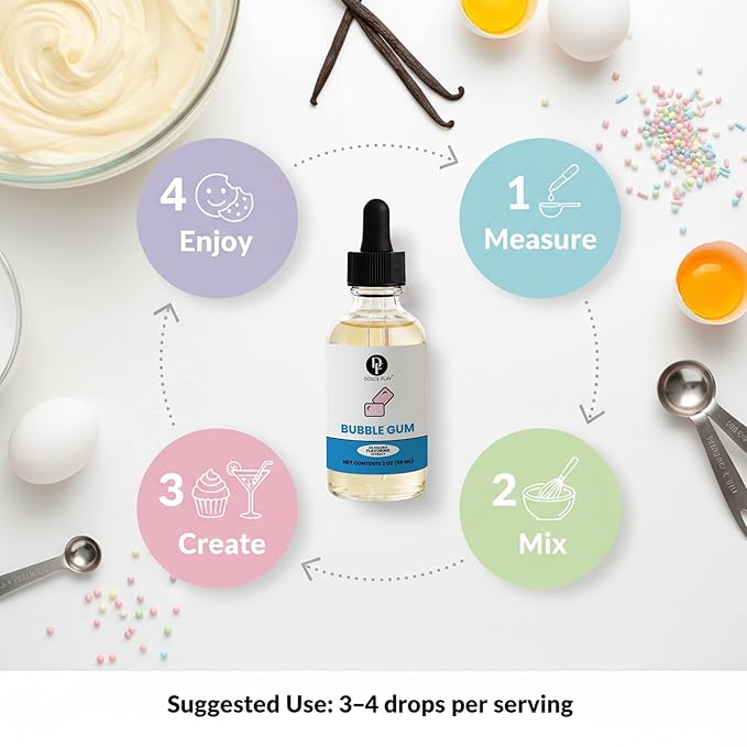 Dolce Foglia Oil Soluble Bubble Gum Extract - 2 Oz. - Sugar-Free, Zero Calories - Multipurpose Bubble Gum Flavoring Oil for Candy Making, Lip Balm, Ice Cream - Pioneer Woman Kitchen Stuff, Kitchen