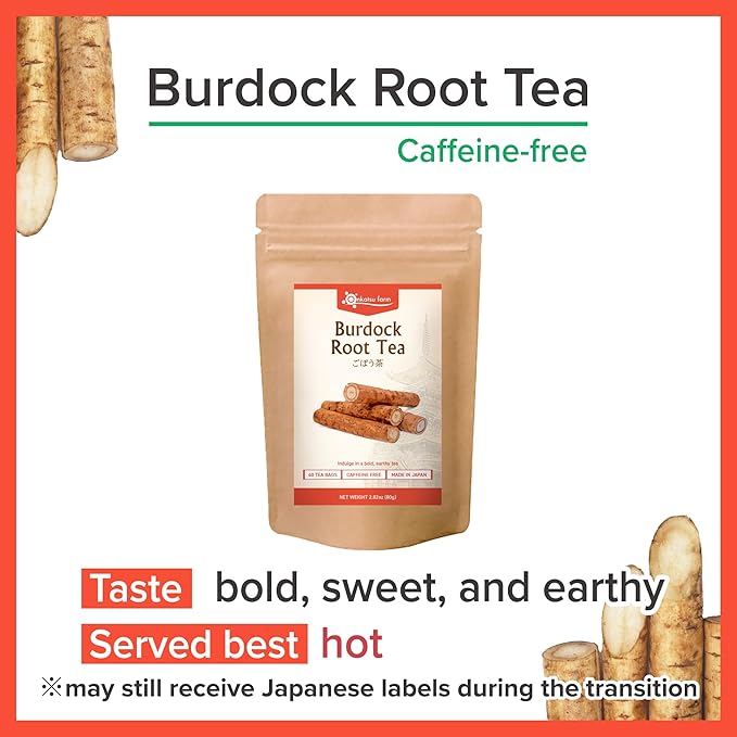 Onkatsu Farm Burdock Root Premium Japanese Tea Bags, Bold Earthy Flavor, Hot or Iced, Caffeine Free, 40 Total Tea Bags