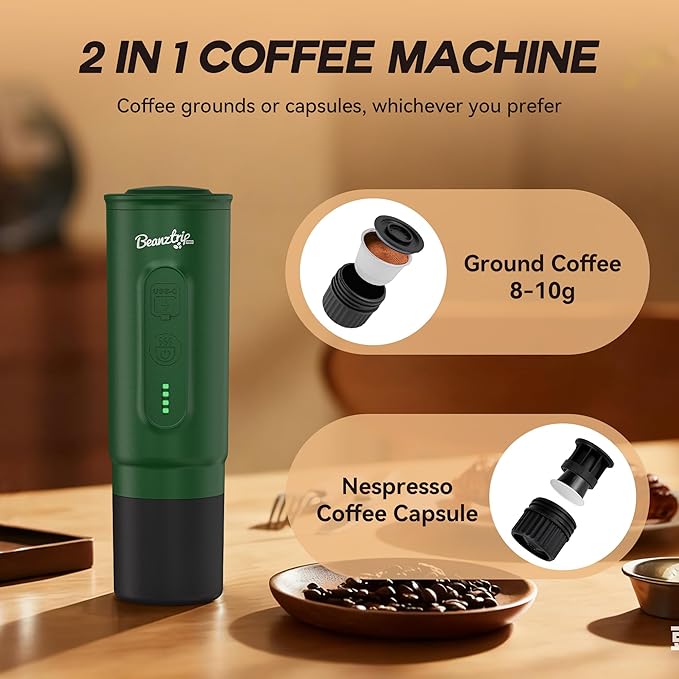 H02 PRO Portable Espresso Maker, Compatible with NS Capsule & Ground Coffee, Christmas Gift Coffee Maker, 20 Bar Self-heating Small Electric Travel Espresso Machine for Camping, Hiking