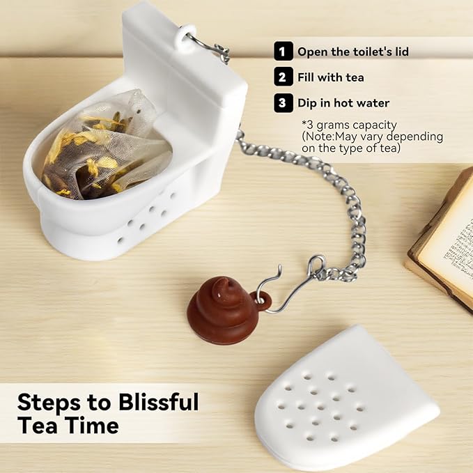 Tea Infuser For Loose Leaf Tea Silicone Toilet Shaped Tea Strainer Cute Kitchen Accessories Loose Leaf Tea Steeper White Elephant Gifts