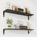 RICHFOCUS Floating Shelves for Wall Decor, 31.5W x 8D Shelves Set of 2, 8" Deep Rustic Wood Floating Shelves Wall Mounted with Metal Brackets, Shelves for Living Room Bedroom Kitchen, Black