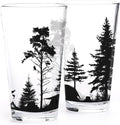 Black Lantern Nature Themed Pint Glasses Set of 2 – Pint Glasses in Unique Designs for Craft Beer Enthusiasts - (Set of Two 16oz. Glasses) - Beer Glasses for Nature Lovers (Mountain Camping)