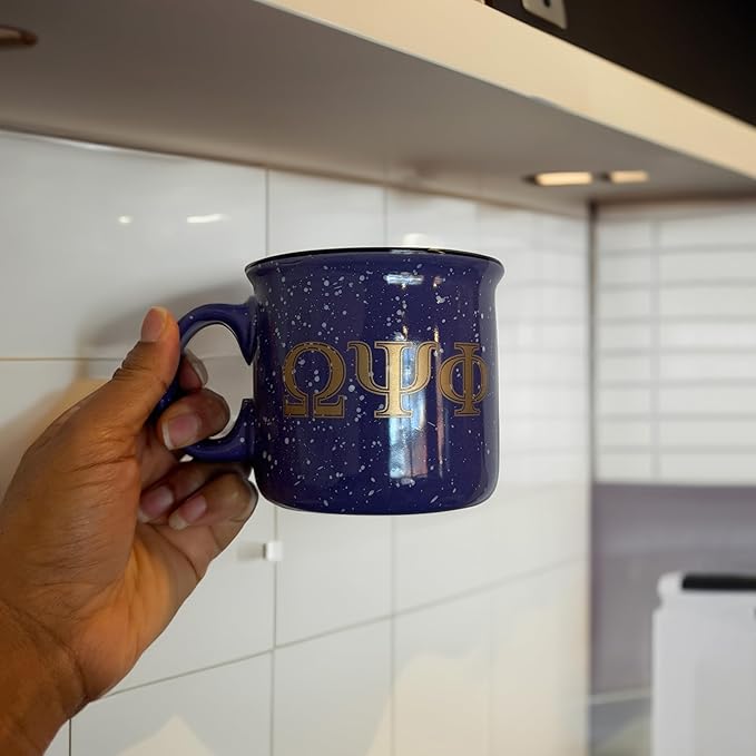 BBGreek Omega Psi Phi Fraternity Paraphernalia - Official Vendor - 15 oz Ceramic Campfire Mug - Omega For Life