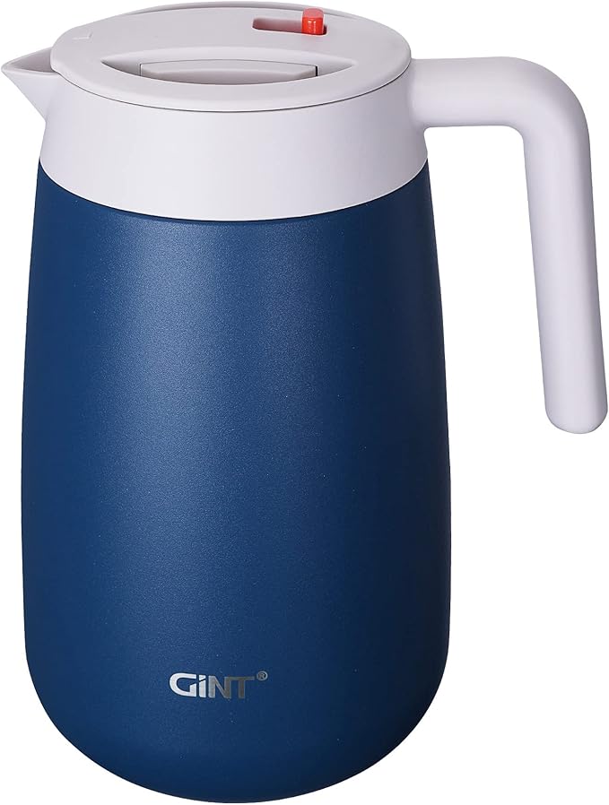 GiNT 54Oz/1.6L Thermal Coffee Carafe Wide Mouth - Double Wall Vacuum Insulated Stainless Steel Beverage Dispenser with Safety Lock | 12H Hot & 24H Cold Retention (Blue)