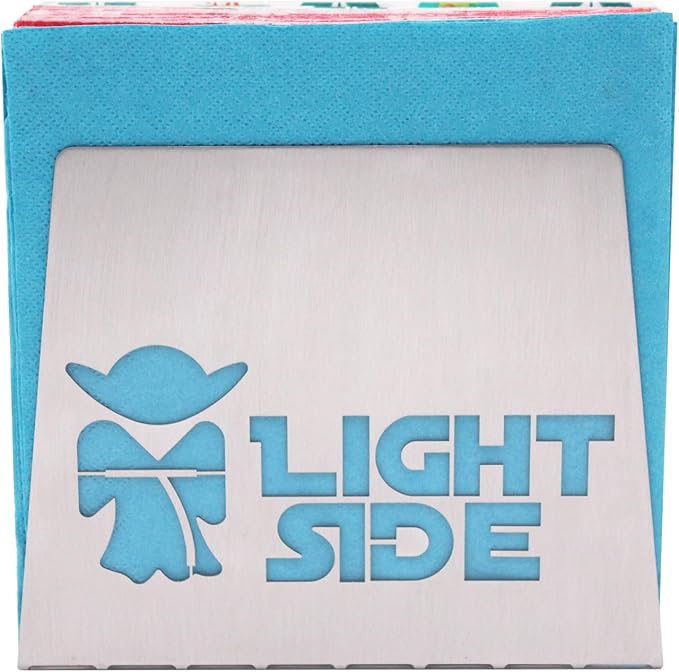SILVER Dark Side Light Side Premium Stainless Steel Napkin Holder Stand for home kitchen dinner table theme party RV camper restaurant