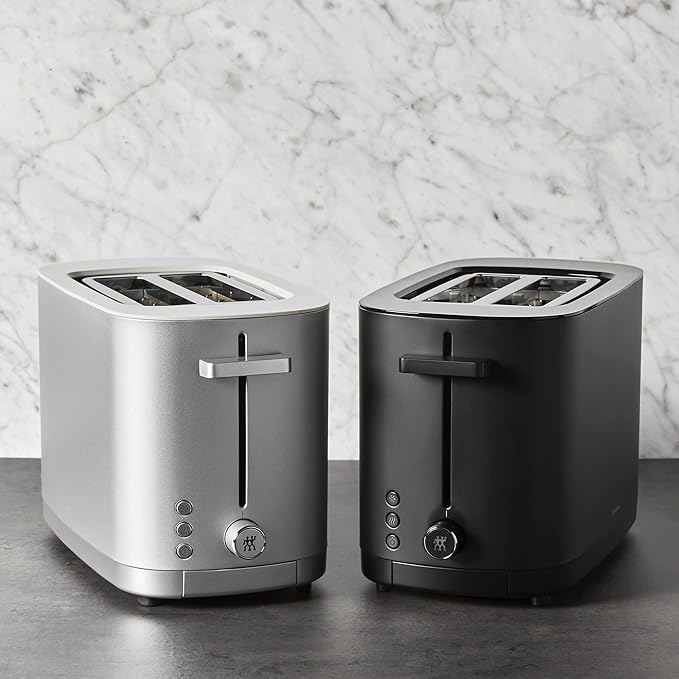 ZWILLING Enfinigy, 2-Slice Toaster, Extra Wide 1.5" Slots for Bagels and Toast, Silver