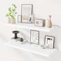 Dreamland 40" Floating Shelves for Wall, 12" Deep Slim White Floating Shelves, Wall-Mounted Shelves for Bedroom, Living Room, Kitchen, Bathroom - Set of 2