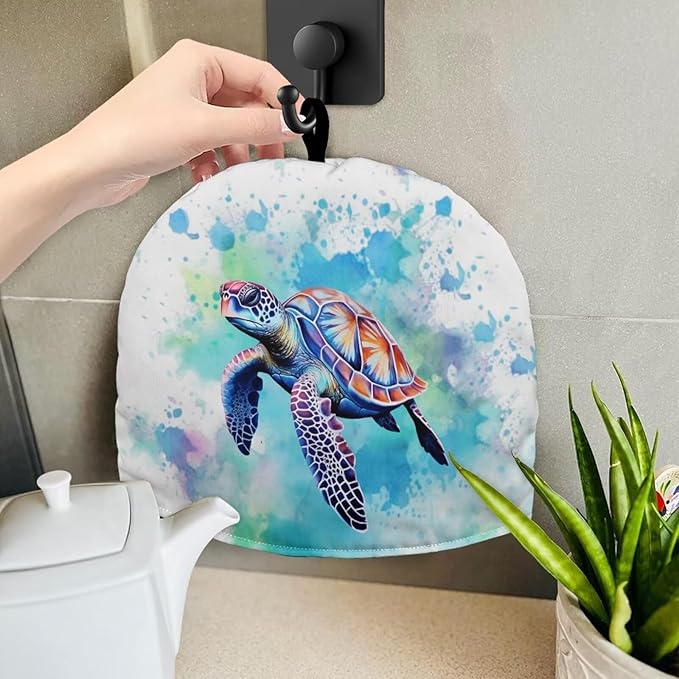 Sea Turtle Tea Cosy for Teapot Tea Cozy for Teapot Insulated Tie-Dye Kitchen Accessory Thick Teapot Cover Dust Home Decorative