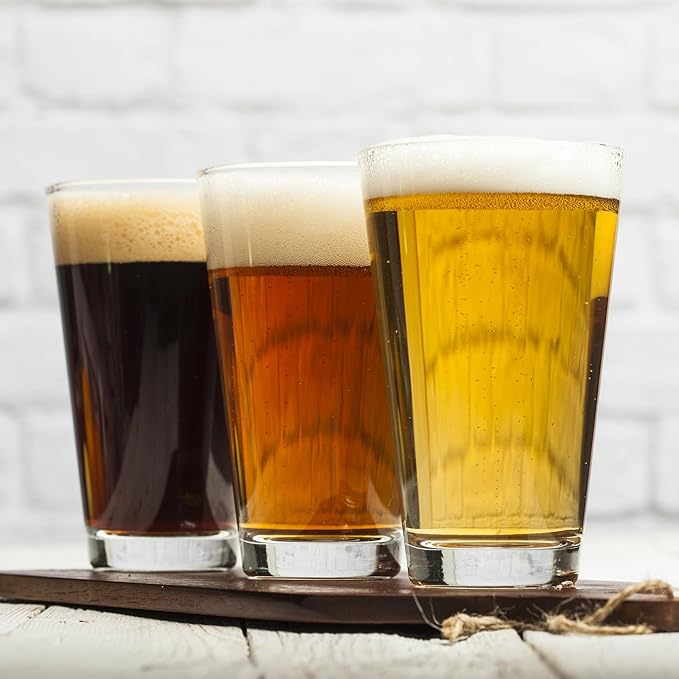 Black Lantern Nature Themed Pint Glasses Set of 2 – Pint Glasses in Unique Designs for Craft Beer Enthusiasts - (Set of Two 16oz. Glasses) - Beer Glasses for Nature Lovers (Stars & Night Landscape)