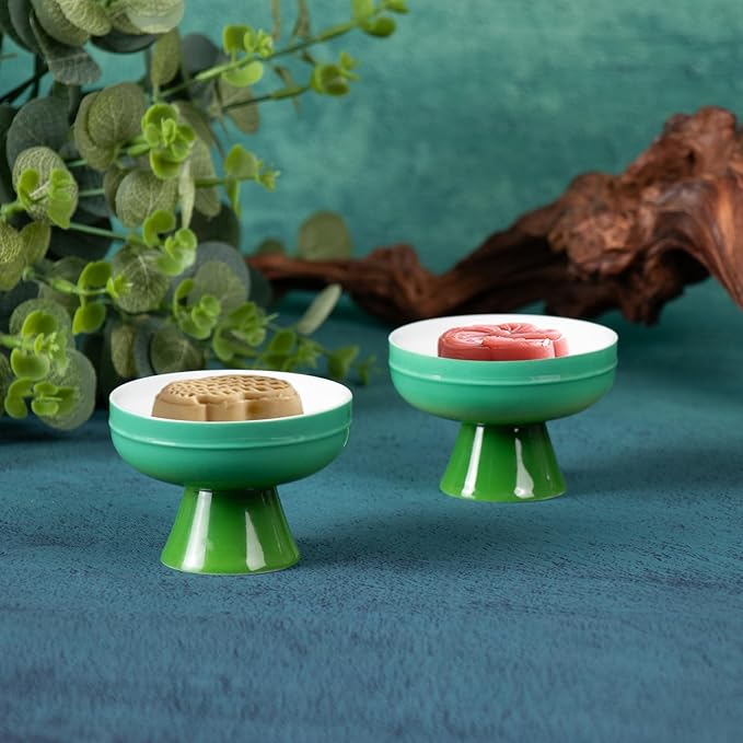 KAMMAK Tea Cup,1.9oz Small Tea Cups for Home, Party, Office, Porcelain Tea Cup Set, Emerald Green Ceramic Teacup, Chinese Kungfu Tea Set for Hot/Cold Drink