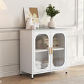 ZZL Sideboard Buffet Cabinet,Outdoor Storage Cabinet, 2 Doors, Metal,Adjustable Shelf,Sintered Stone Top(Scratch,Heat Resistant,Corrosion-Resistance) for Kitchen,Coffee Bar,Entryway(L 32.28''White)