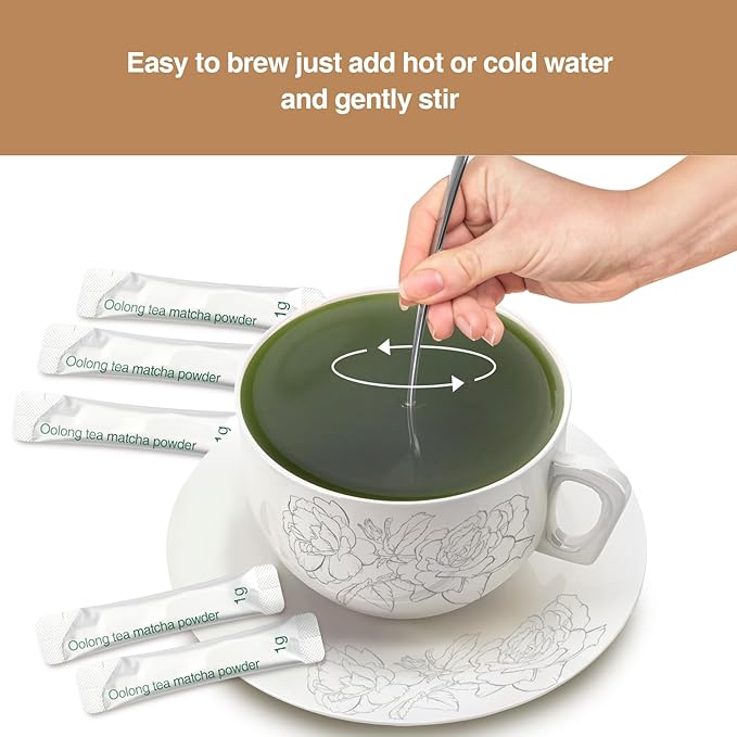 Taiping HK Oolong Matcha Tea 10 Single Serve Stick Packs For Cooking, Baking, Latte, Smoothie, Hot & Iced Drinks - Antioxidant-Rich, Helps Support Digestive Health - Unsweetened,Vegan(10 Count)