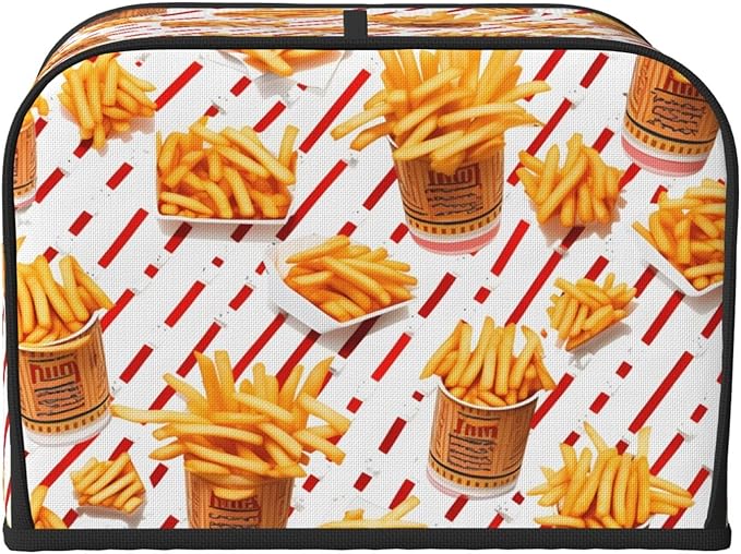 Chips Pattern 4 Slice Toaster Cover Wide Slot Dustproof Bread Maker Cover Fingerprint Bakeware Protection Kitchen Appliance Cover Toaster Bag