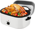 Sunvivi 24 Quart Electric Roaster Oven with Visible Self-Basting Lid, Turkey Roaster Oven with Removable Pan and Rack, Perfect for Large Meals and Holiday Feasts, White