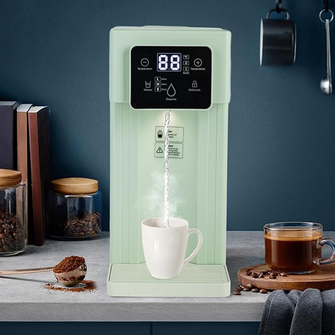 Instant Hot Water Dispenser Filter, 1500W Countertop Water Boiler Warmer, Countertop Electric Kettles with Safety Lock for Office, Bedroom, Living room, Kitchen (Green)