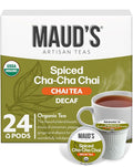 Maud's Organic Decaf Chai Tea Pods, 24 ct, Recyclable Single Serve Tea Pods – 100% Gourmet Blended Tea Leaves, Compatible with Keurig K Cups Maker