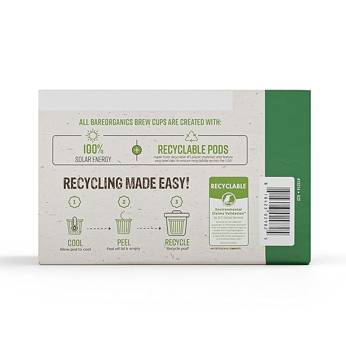BareOrganics ENERGIZING USDA Organic Coffee Pods Infused with Superfoods & Probiotics, Keurig K-Cup Compatible, Vegan, Gluten Free, 20 Single (Pack of 2)