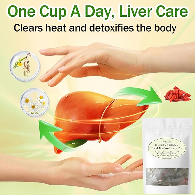 24Pcs Dandelion Wolfberry Tea, Kidneys & Liver Health, Seven Natural Herbal Ingredients, Organic Dandelion Goji Chrysanthemum Wolfberry Tea (24Bags, 288g)