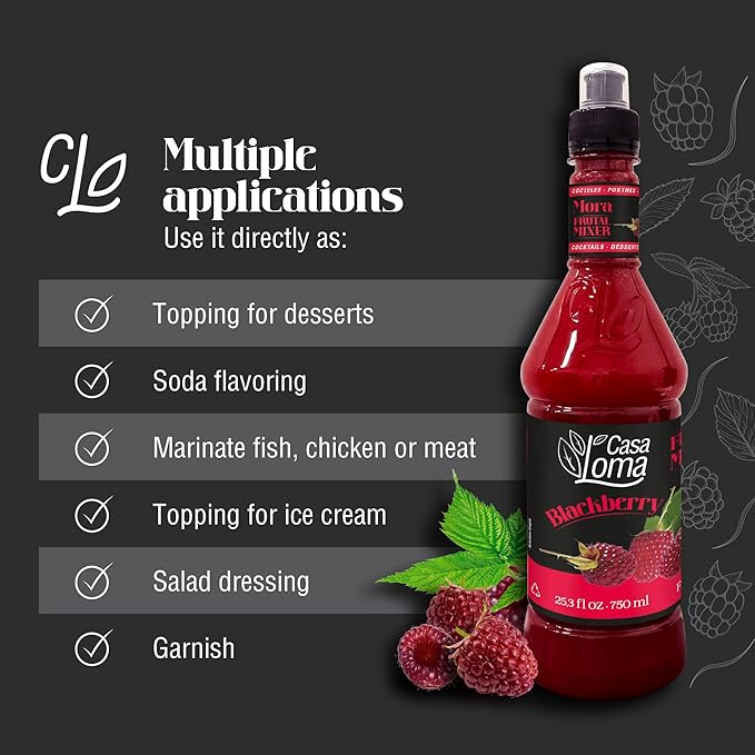 Casa Loma Premium Black Berry Syrup – 750 ml Authentic Colombian Gourmet Artisan Crafted Syrup Sauce for Beverages, Desserts, Cooking & Mixology, Made with Real Fruit, Vegan, Non-GMO, and Gluten-Free