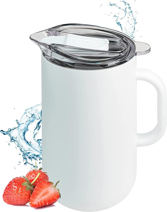 Served Premium Insulated Pitcher (2L/66oz) - Double Walled, Copper Lined Stainless Steel Pitcher with Lid - Vacuum Insulated Carafe for Hot Coffee, Tea, Iced Drinks, Water, Cocktails, and More