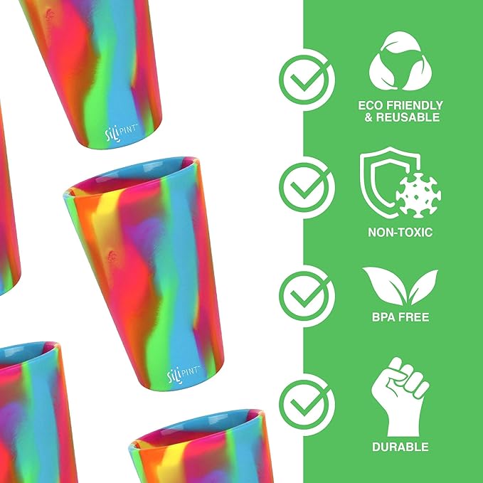Silipint Silicone Pint Glass. Unbreakable, Reusable, Durable, and Guaranteed for Life. Shatterproof 16 Ounce Silicone Cups for Parties, Sports and Outdoors (Single, Hippy Hop) 1 Count (Pack of 1)