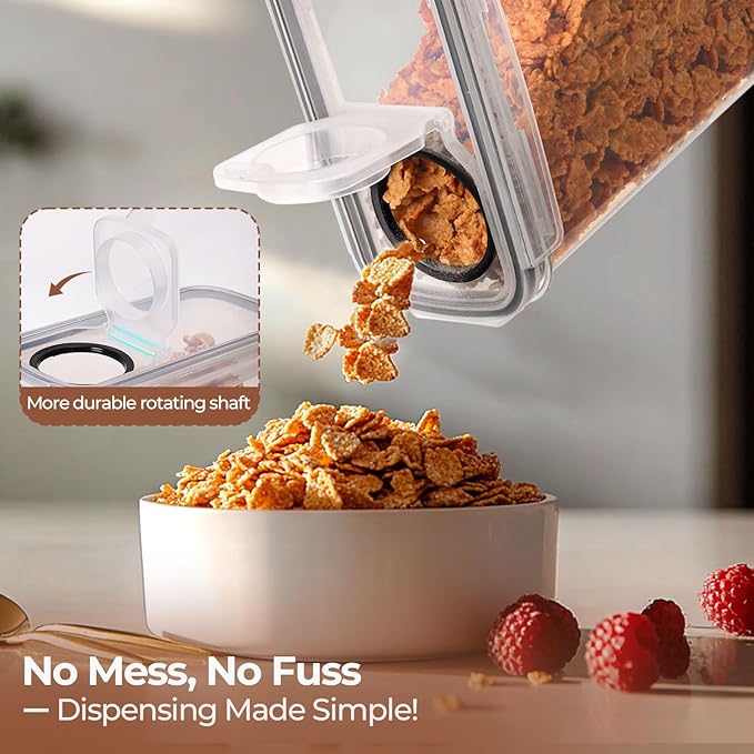 ComSaf 3 PCS Cereal Storage Containers Set, Airtight Food Containers with lid for Rice Pet food, Medium & Small Cereal Dispenser for Kitchen Pantry Organization (4L + 2.5L×2)