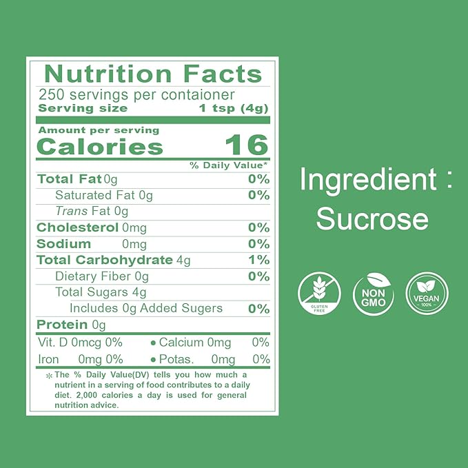 SUN RIGHT Natural Crystal Rock Sugar – Pure Cane Sweetener for Baking, Desserts, Tea, Coffee, Beverages, Herbal Soup & Cooking – Unrefined, Non-GMO, Vegan (2.2lb)