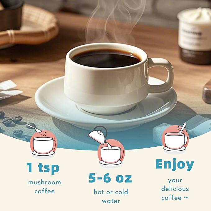 Decaf Mushroom Coffee, Instant Coffee Mix, 80 Servings | Sugar-Free, Decaffeinated Coffee Powder Blend | 14 Mushroom Extract for Immune Support & Focus, 8.5 OZ