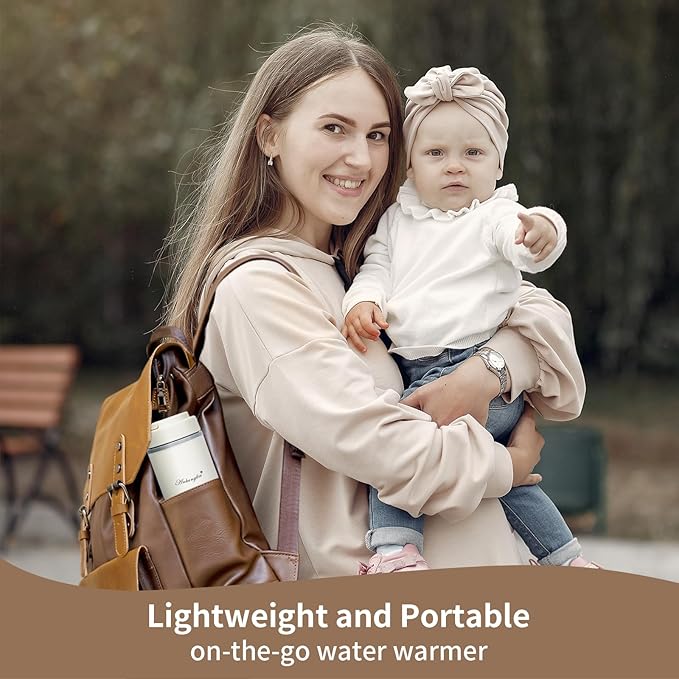 Travel Electric Tea Kettle, 500ML Small Water Boiler Kettle Electric with 4 Temp Settings, Auto Shut-Off & Boil Dry Protection, 304 Stainless Steel Portable Bottle Warmer for Travel, White