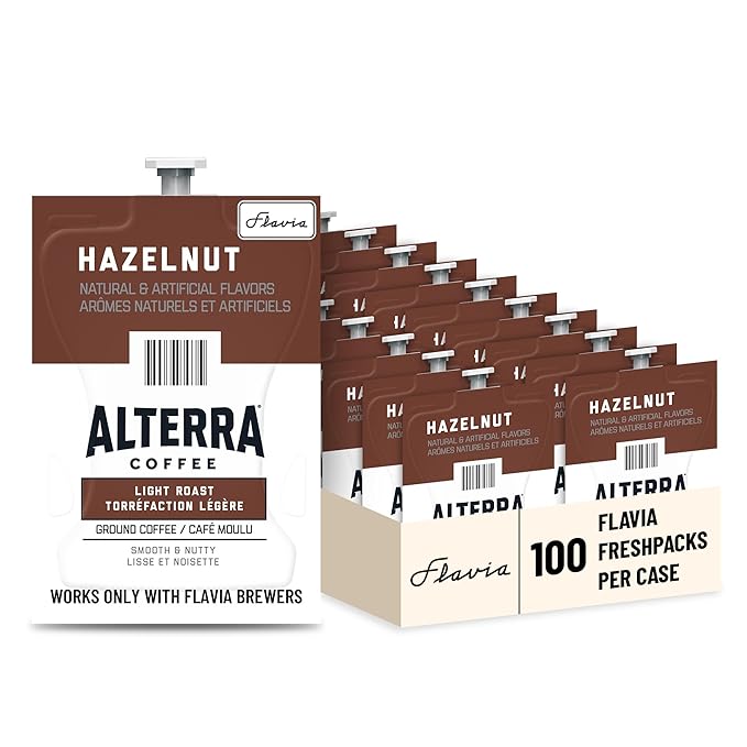 Flavia Alterra Hazelnut Coffee Freshpacks works only with Flavia Brewers, Light Roast (Case of 100)