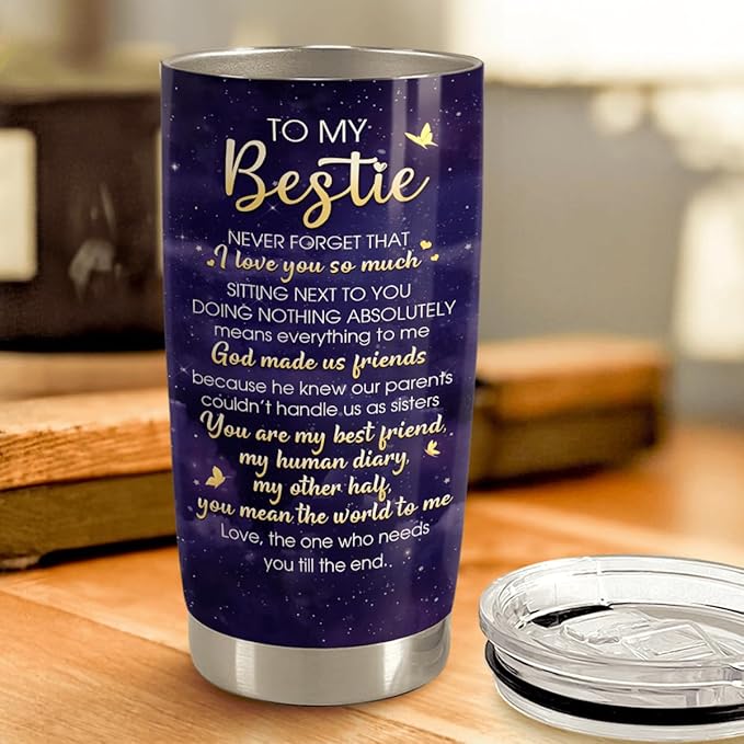Best Friend Tumbler 20oz Stainless Steel Insulated Coffee Travel Mug Cup for BFF Bestie Female Friend Gifts for Birthday Christmas Friendship Day