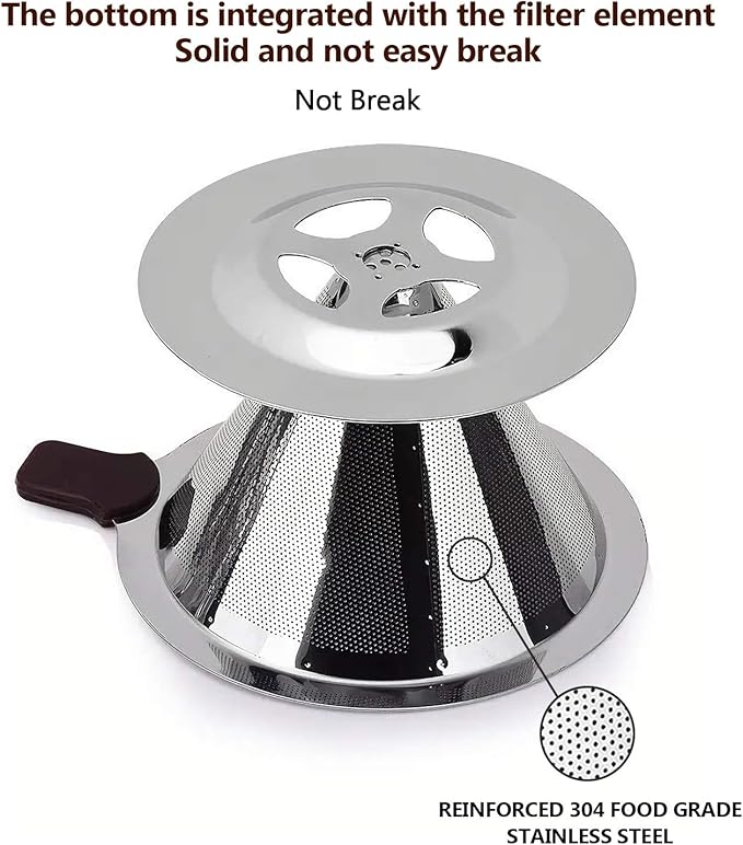 Pour Over Coffee Dripper Filter, 1-4 Cups Double Mesh Paperless Manual Reusable Permanent Coffee Cone Stainless Steel