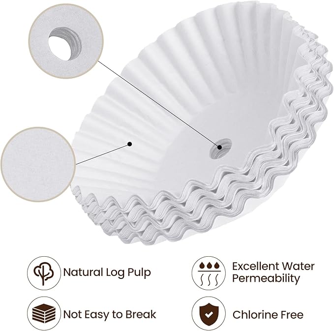 Paper Coffee Filters Compatible with Hamilton Beach Coffee Maker, 100 Pcs White Perforated Disposable Filters for Hamilton Beach 45 Cup
