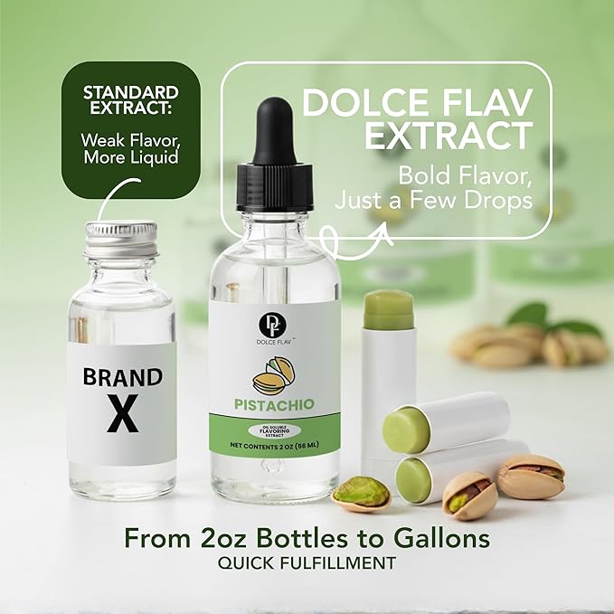 Natural Pistachio Oil Flavoring – 2 Ounce Oil-Soluble Premium Flavoring for Chocolate, Desserts & Baking | Ideal for Dubai Chocolate, Truffles, Cakes & More