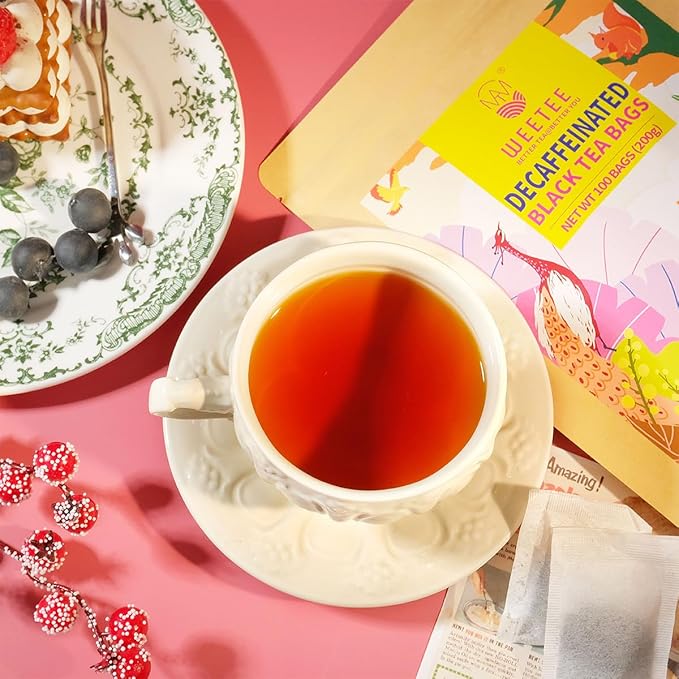 WT WEETEE Decaf Black Tea Bags, 100 Count CO2-Decaffeinated Black Tea, Smooth & Mild Taste | Drink All Day | Resealable Kraft Bag