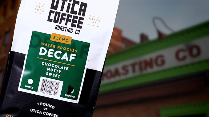 Utica Coffee Roasting Co. Decaf | Specialty Medium Roast Ground Coffee | 16 Oz Reclosable Bag