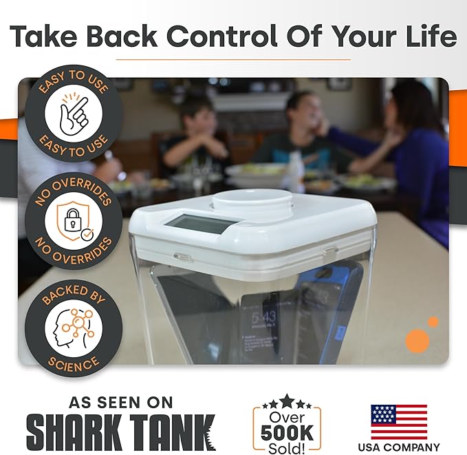 Kitchen Safe Time Locking Container (XL), Timed Lock Box for Cell Phones, Snacks, and other unwanted temptations (Blue Lid + 12.3” Clear Base with Access Port)