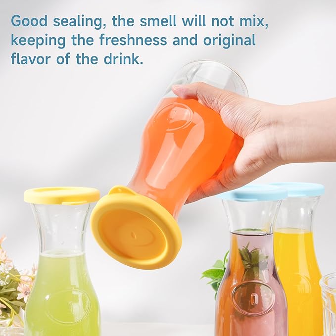 Silicone Carafe Lids Only Fit Glass Carafe with a diameter of 3.2", 4 Packs Replacement Lid Compatible with NETANY 1 Liter 35oz Glass-Carafe, Please Check the Size Before you Buy (Only lid)