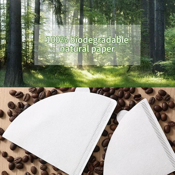 Coffee Filters, Size 02 White Cone Filters, 100 Count Disposable Natural Paper Filters 2-4 Cup Coffee Filter for Pour Over and Drip Coffee Maker