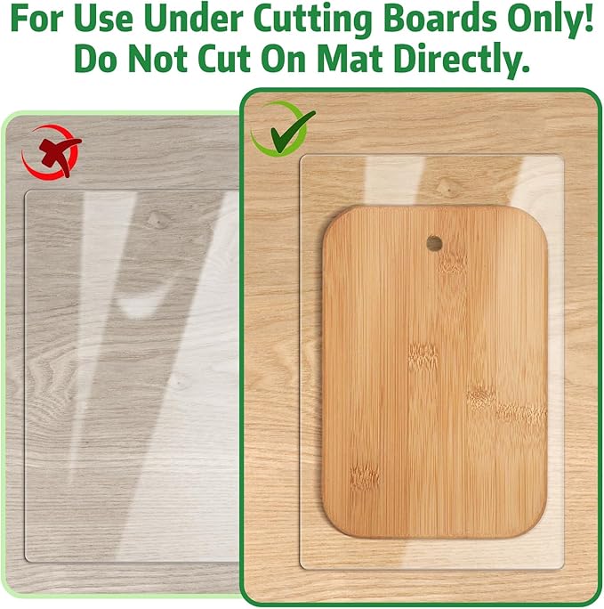 Non-Slip Cutting Board Mat, Clear Anti-Slip Cutting Board Mat for Home Cooks and Chefs, Safety Grip Mat Under Kitchen Cutting Boards, Dishwasher Safe Great as Drawer Liners (10" x 15", 2 Pack)