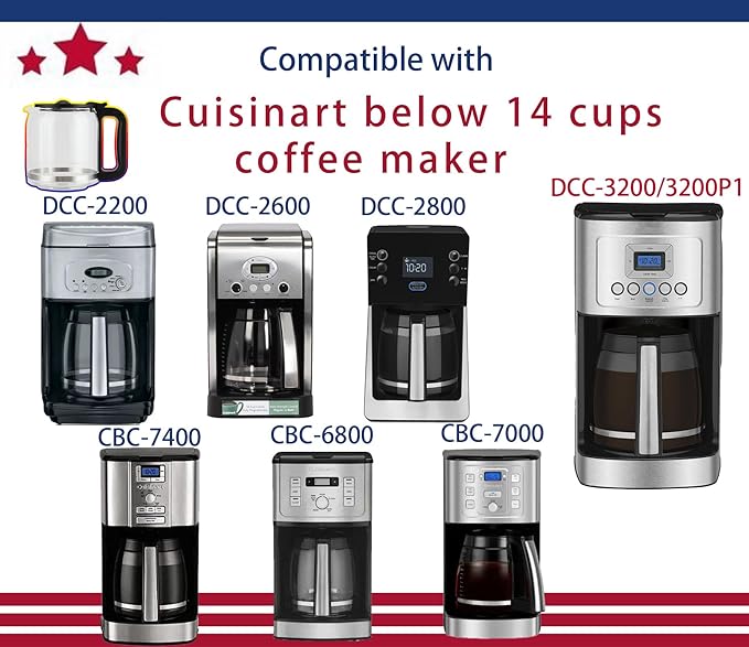 14 Cup Coffee Pot Replacement Compatible with Cuisinart Coffee Maker DCC-2200, DCC-3200, DCC-3200P1,DCC-3200FR,DCC-3200CPAMZ,DCC-2600,DCC-2800 14 cup coffee maker