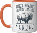 KONZA PRAIRIE, KANSAS. BISON DESIGN Ceramic Mug, Orange/White