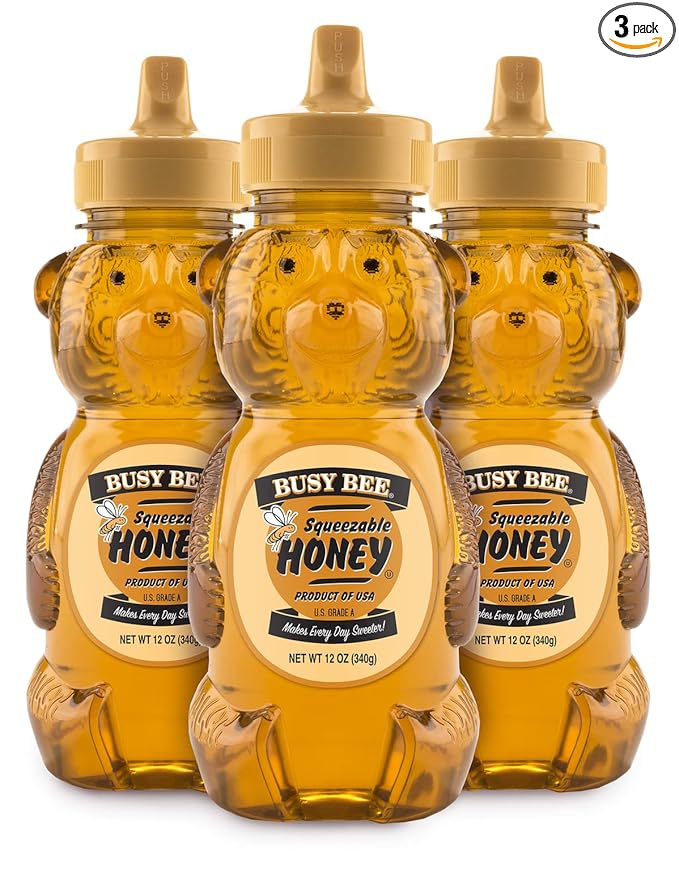 Busy Bee Honey, Grade A, Filtered, Pack of 3 Honey Bears (12 OZ each)