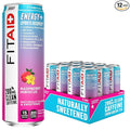 FITAID ENERGY, 200mg Natural Caffeine, Keto, Raspberry Hibiscus, Optimum Performance Formula: BCAAs, Quercetin, Electrolytes, Omega-3s, 15 calories, Paleo, Vegan & GlutenFree, 12 Fl Oz (Pack of 12)
