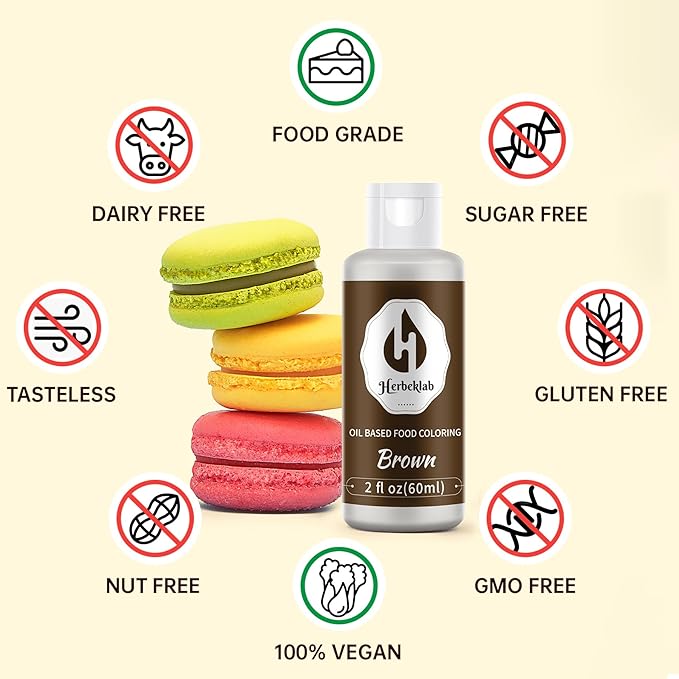 Brown Oil Based Food Coloring – 2 fl oz Professional Grade Concentrated Oil Food Dye for Melting Chocolate, Candy Melts, Cake Pops, Strawberries & Baking