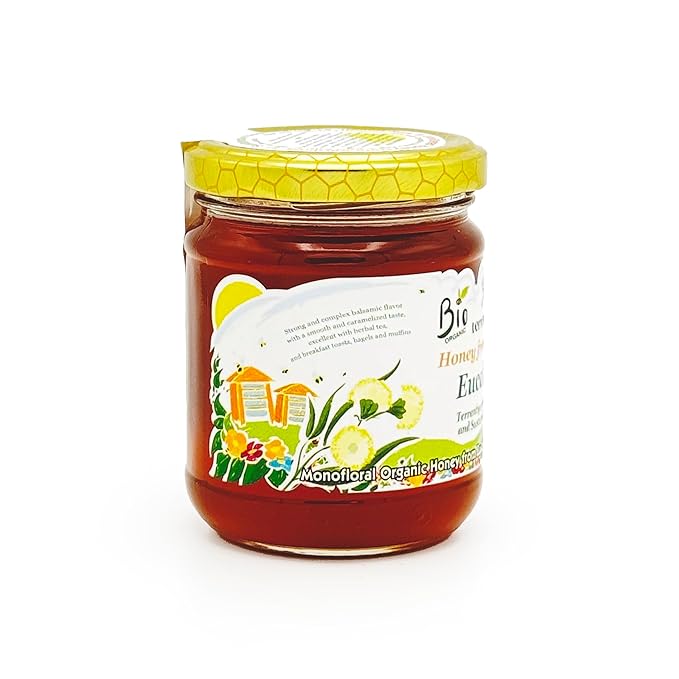WellEatable Eucalyptus Organic Raw Honey from Eucalyptus Flowers, Artisanal Complex Balsamic Honey from Sardinia, Italy - 4 x (250gr) 8.81 Ounce (Pack of 4)