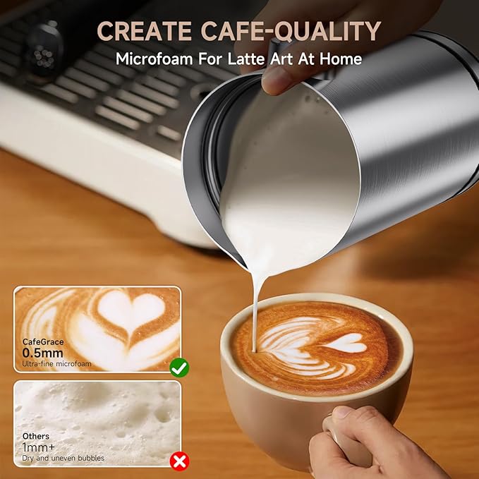 4-in-1 Electric Milk Frother for Coffee, Automatic Warm and Cold Foam Frother, One-Touch Milk Steamer and Frother for Latte Cappuccinos Hot Chocolate, Easy to Clean