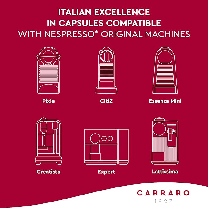 CARRARO 1927 Decerato - 100 Aluminum Espresso Pods Compatible with Nespresso Original line - Dewaxed, Wellness, Low Acidity, More Digestible, Intense Aroma, Medium Roast Espresso Capsules Made in Italy